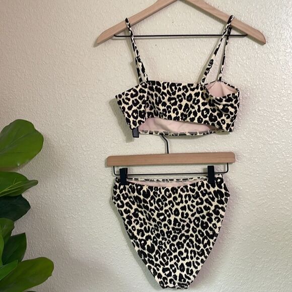 Something navy classic ribbed bandeau Ganache leopard print bikini - Picture 5 of 12